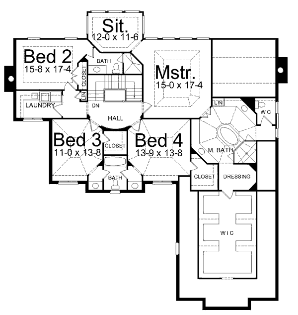 Architectural House Design - European Floor Plan - Upper Floor Plan #119-331