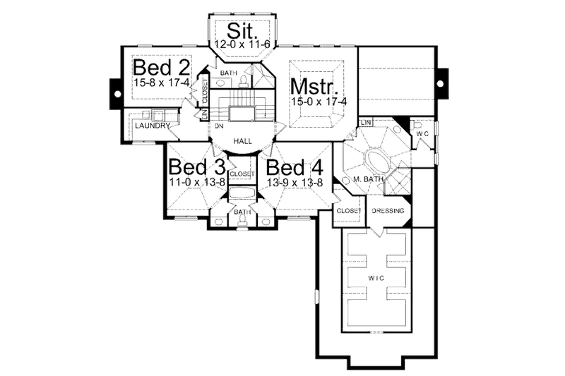 House Plan Design - Floor Plan - Upper Floor for European House Plan #119-331 - 4 bed, 4 bath