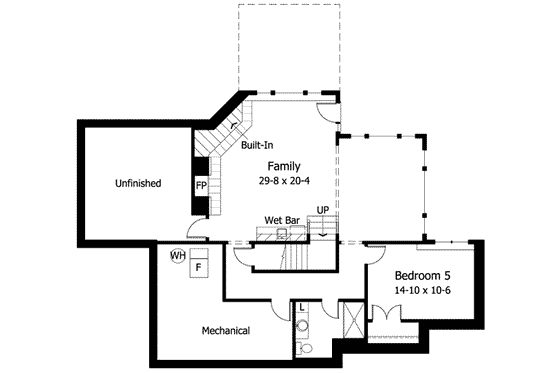 Floor Plan - Lower Floor for Prairie House Plan #51-227 - 4 bed, 2.5 bath