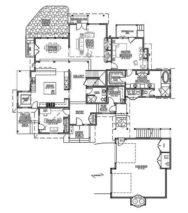 Craftsman Floor Plan - Main Floor Plan #899-3