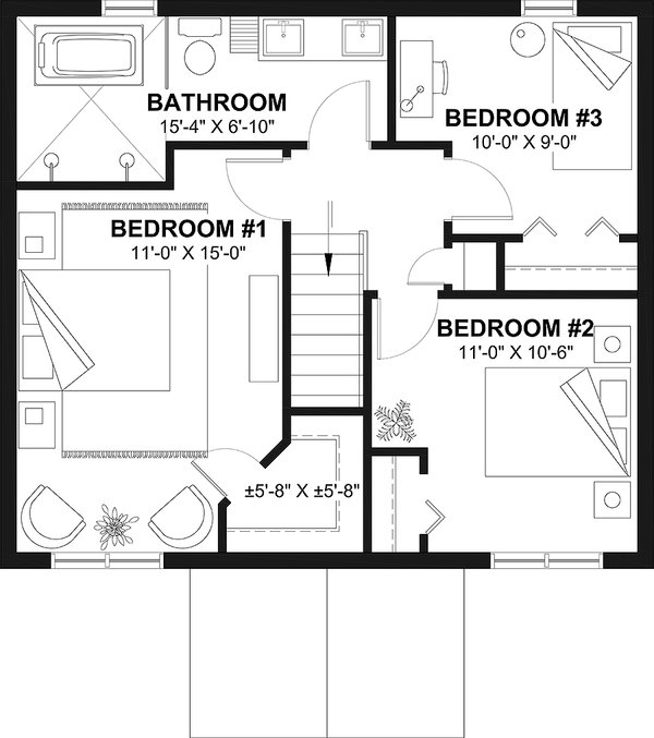 House Blueprint - Traditional Floor Plan - Upper Floor Plan #23-608