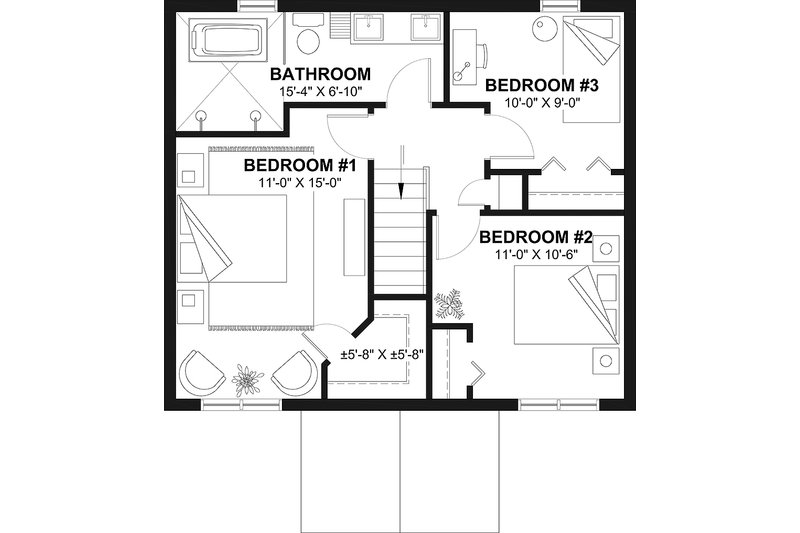 Home Plan - Floor Plan - Upper Floor for Traditional House Plan #23-608 - 3 bed, 1.5 bath