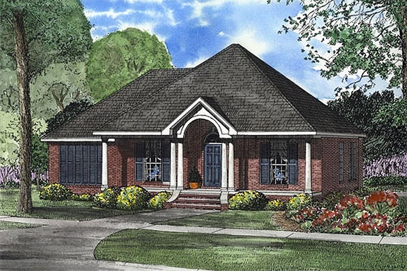 House Blueprint - Southern style home, front elevation