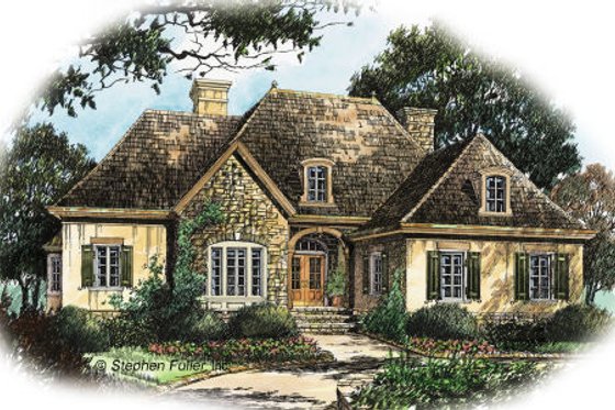 Exterior - Front Elevation for European House Plan #429-37 - 3 bed, 2.5 bath