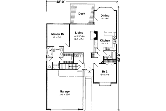 Floor Plan - Main Floor for Traditional House Plan #312-128 - 2 bed, 2 bath