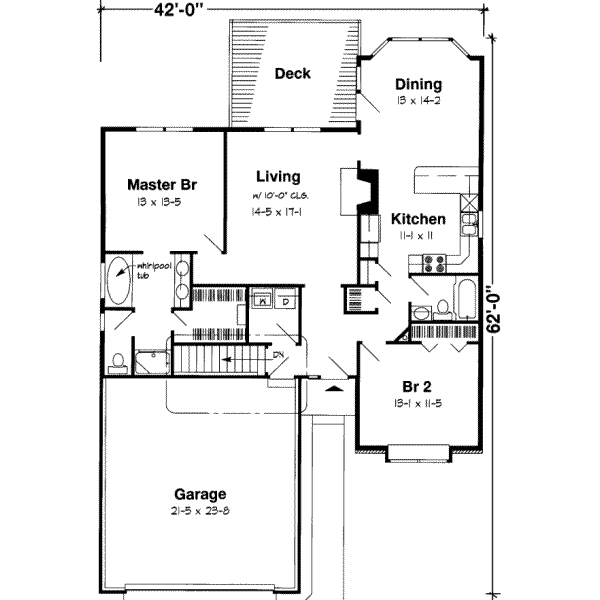 Floor Plan - Main Floor for Traditional House Plan #312-128 - 2 bed, 2 bath