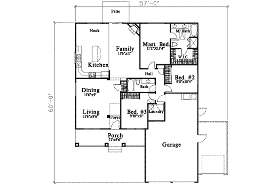 Floor Plan - Main Floor for Traditional House Plan #78-201 - 3 bed, 2 bath