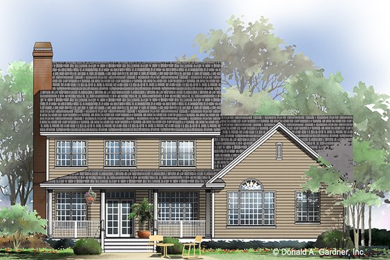 Exterior - Rear Elevation for Farmhouse House Plan #929-688 - 3 bed, 2.5 bath