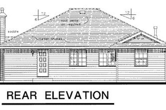 Exterior - Rear Elevation for European House Plan #18-158 - 3 bed, 2 bath