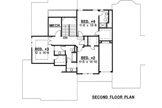 Floor Plan - Upper Floor for European House Plan #67-129 - 4 bed, 3.5 bath