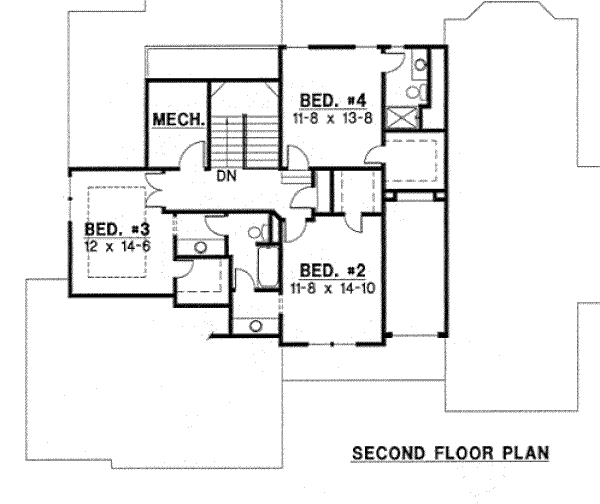 European Floor Plan - Upper Floor Plan #67-129