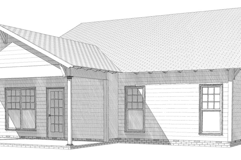 House Blueprint - Exterior - Rear Elevation for Bungalow House Plan #63-250 - 2 bed, 2 bath