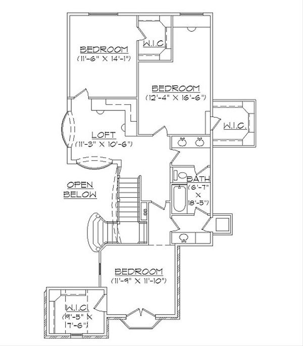 House Plan Design - European Floor Plan - Upper Floor Plan #5-467