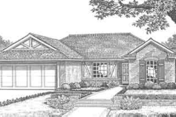 Exterior - Front Elevation for Ranch House Plan #310-282 - 3 bed, 2 bath