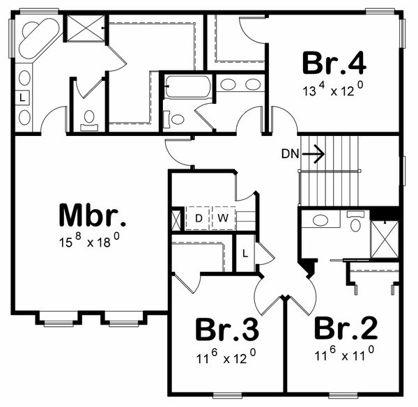 House Blueprint - Modern Floor Plan - Upper Floor Plan #20-2581