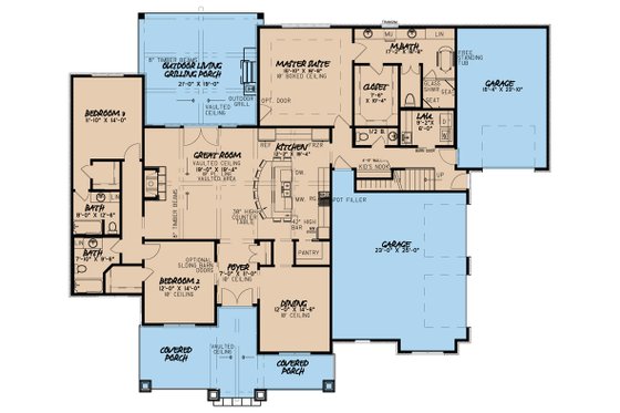 Floor Plan - Main Floor for Country House Plan #923-36 - 3 bed, 3.5 bath