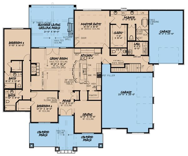 Country Floor Plan - Main Floor Plan #923-36