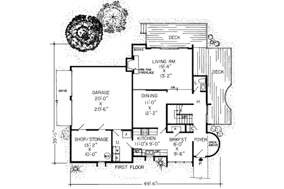 Floor Plan - Main Floor for Modern House Plan #312-184 - 3 bed, 2.5 bath