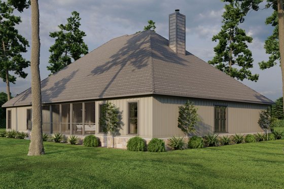 Exterior - Rear Elevation 1 for Ranch House Plan #923-75 - 4 bed, 3 bath