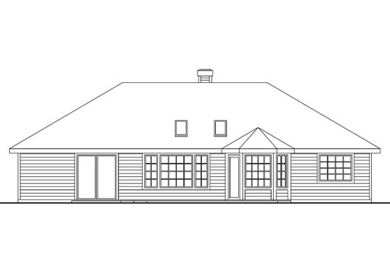 Exterior - Rear Elevation for Traditional House Plan #124-569 - 3 bed, 2 bath