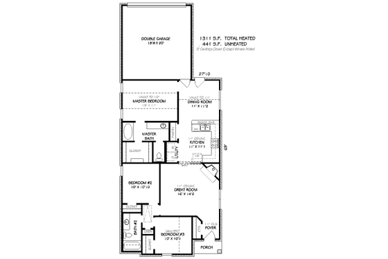 Floor Plan - Main Floor for Traditional House Plan #424-54 - 3 bed, 2 bath