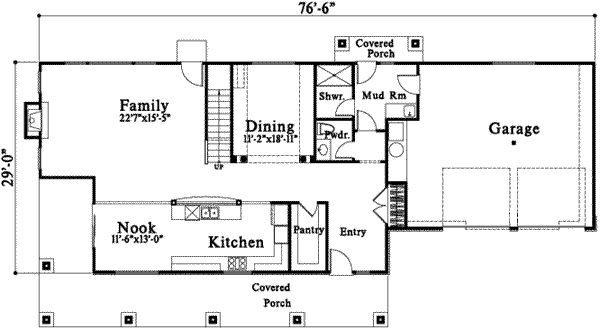 Craftsman Floor Plan - Main Floor Plan #78-101
