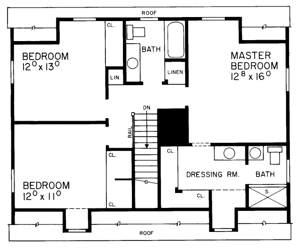 Colonial Floor Plan - Upper Floor Plan #72-355