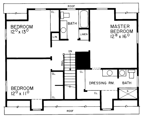 House Design - Colonial Floor Plan - Upper Floor Plan #72-355