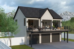 Exterior - Front Elevation 4 for European House Plan #1060-325 - 2 bed, 1.5 bath