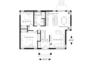 Floor Plan - Main Floor for Ranch House Plan #23-2620 - 2 bed, 1 bath