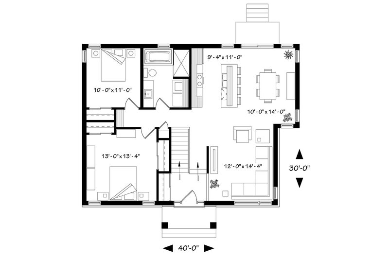 Dream House Plan - Floor Plan - Main Floor for Ranch House Plan #23-2620 - 2 bed, 1 bath