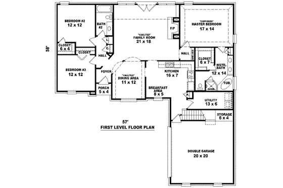 Floor Plan - Main Floor for European House Plan #81-984 - 3 bed, 2 bath