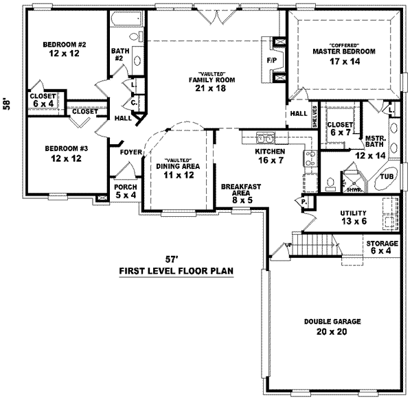Floor Plan - Main Floor for European House Plan #81-984 - 3 bed, 2 bath