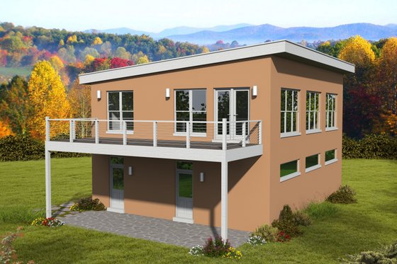 Exterior - Front Elevation 3 for Contemporary House Plan #932-299 - 1 bed, 1.5 bath