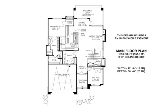 Floor Plan - Main Floor for Contemporary House Plan #1100-41 - 2 bed, 2 bath