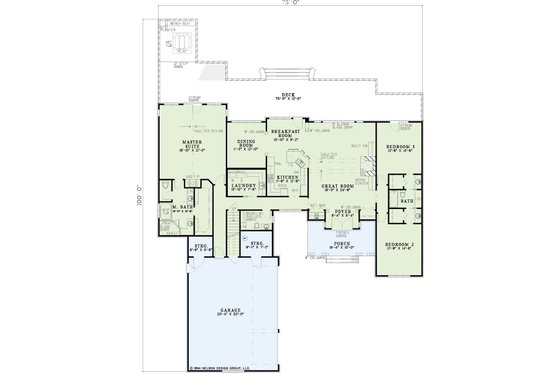 Floor Plan - Main Floor for Traditional House Plan #17-1022 - 3 bed, 2.5 bath