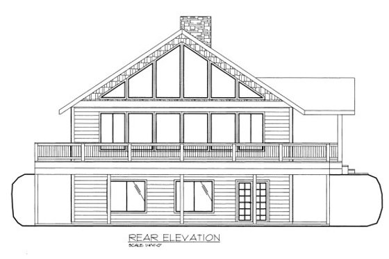 Exterior - Rear Elevation 3 for Bungalow House Plan #117-672 - 3 bed, 3 bath