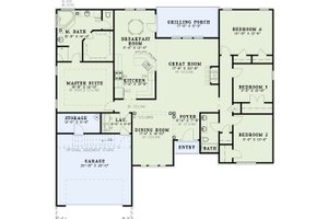 Floor Plan - Main Floor for Southern House Plan #17-540 - 4 bed, 2 bath