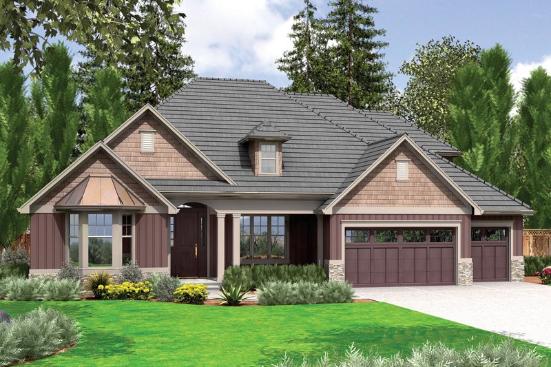 Architectural House Design - Front View - 2600 square foot Traditional home