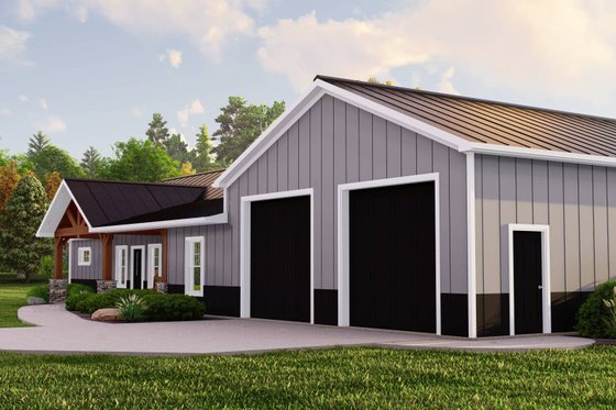 Exterior - Covered Porch for Barndominium House Plan #1064-261 - 3 bed, 2 bath