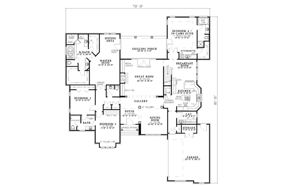 Floor Plan - Main Floor for Traditional House Plan #17-2062 - 4 bed, 3.5 bath