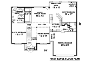 Floor Plan - Main Floor for Traditional House Plan #81-907 - 4 bed, 2.5 bath