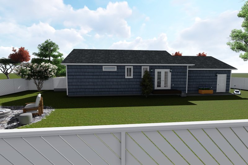 Architectural House Design - Exterior - Rear Elevation for Ranch House Plan #1060-28 - 2 bed, 2 bath