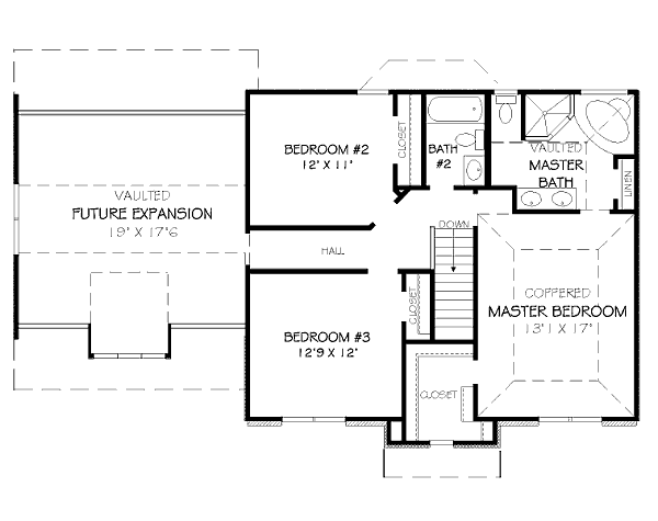 European Floor Plan - Upper Floor Plan #424-99
