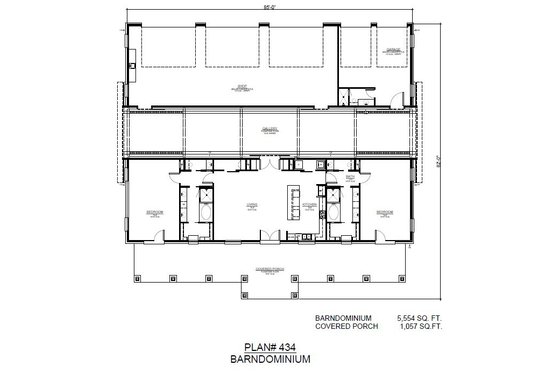 Floor Plan - Main Floor for Barndominium House Plan #140-196 - 2 bed, 2 bath
