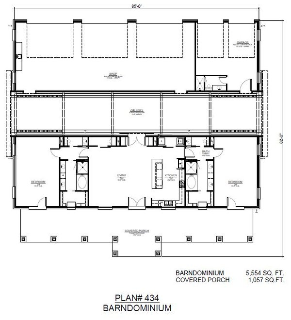 Architectural House Design - Barndominium Floor Plan - Main Floor Plan #140-196