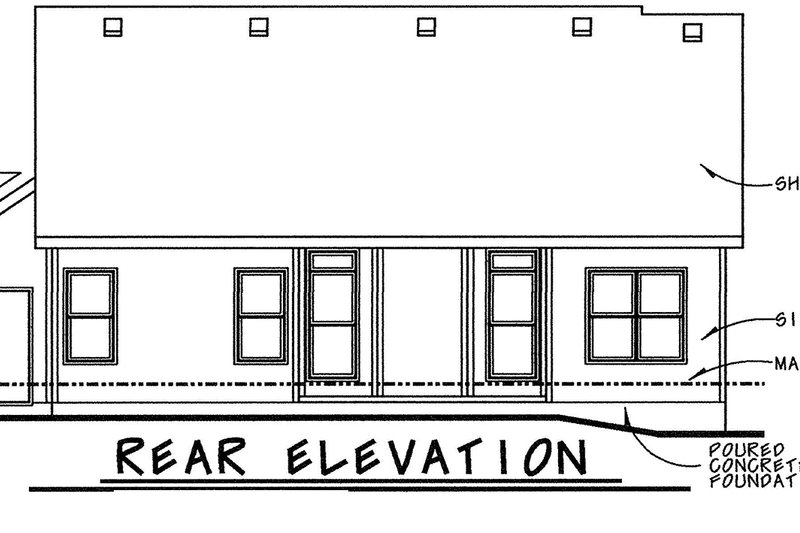 Architectural House Design - Exterior - Rear Elevation for Ranch House Plan #20-2234 - 3 bed, 2.5 bath