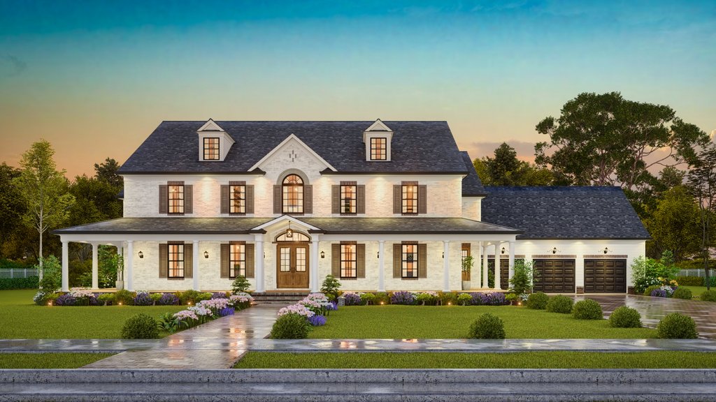 Exterior - Front Elevation 2 for Traditional House Plan #54-720 - 6 bed, 4 bath