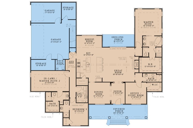 Architectural House Design - Floor Plan - Main Floor for Craftsman House Plan #923-252 - 4 bed, 3 bath