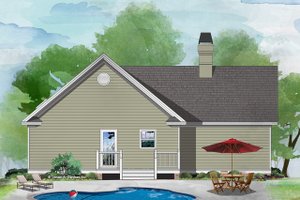 Exterior - Rear Elevation for Ranch House Plan #929-234 - 2 bed, 2 bath